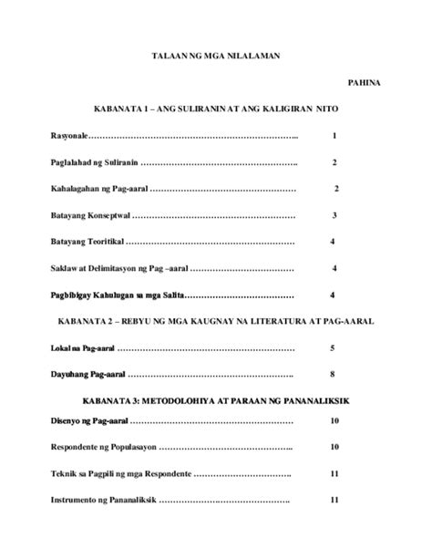 (DOC) TALAAN NG NILALAMAN .